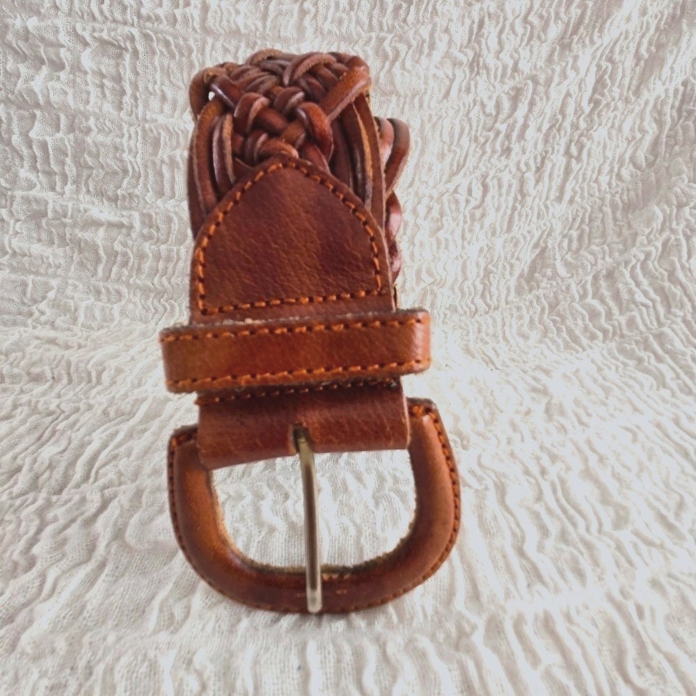 Brown Genuine Leather Braided Boho Fairy Western Festival Woven Belt Size M 35" - Picture 2 of 9